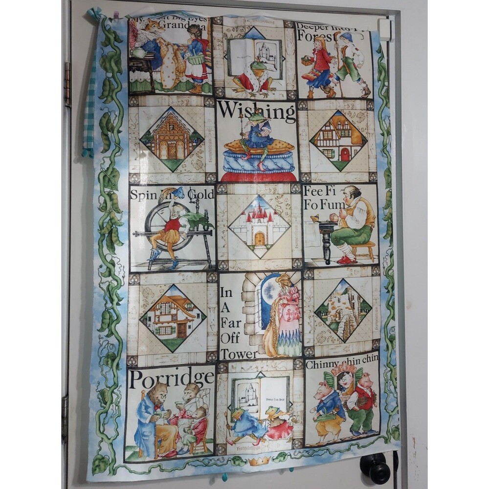 Tidings and Tales Nursery Rhyme Illustrated Storybook Quilt Block Panel